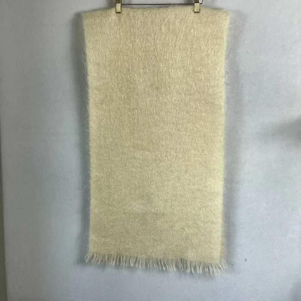 Unbranded Luxurious Rectangle Thin Open Knit Soft Mohair Fringe Scarf 68